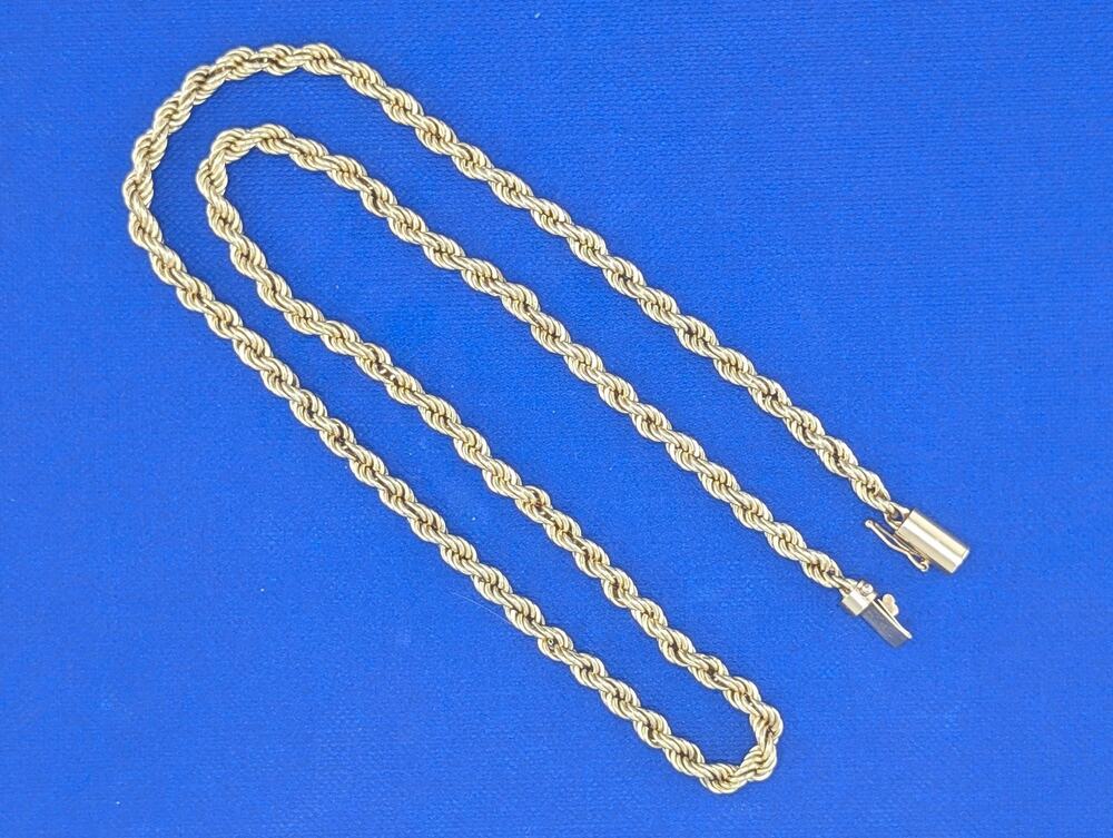 14kt 4mm 18.5 Inch Rope Chain 8.3g